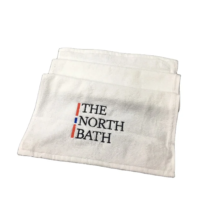Factory Supply Stock Customized Logo Small 35*75 cm 550 gsm 100% Cotton  White Hand Terry Towel