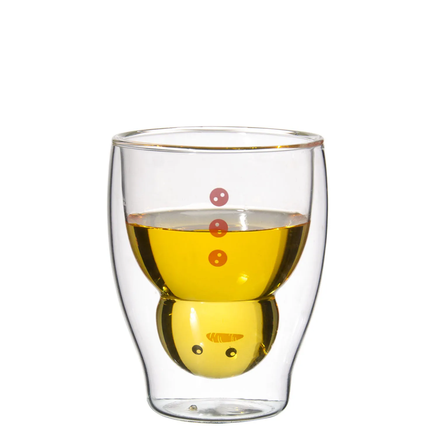 Samyo Wholesale High Borosilicate Fancy Snowman Shape Coffee Glass Juice Water Glass Double Wall Glass Cup