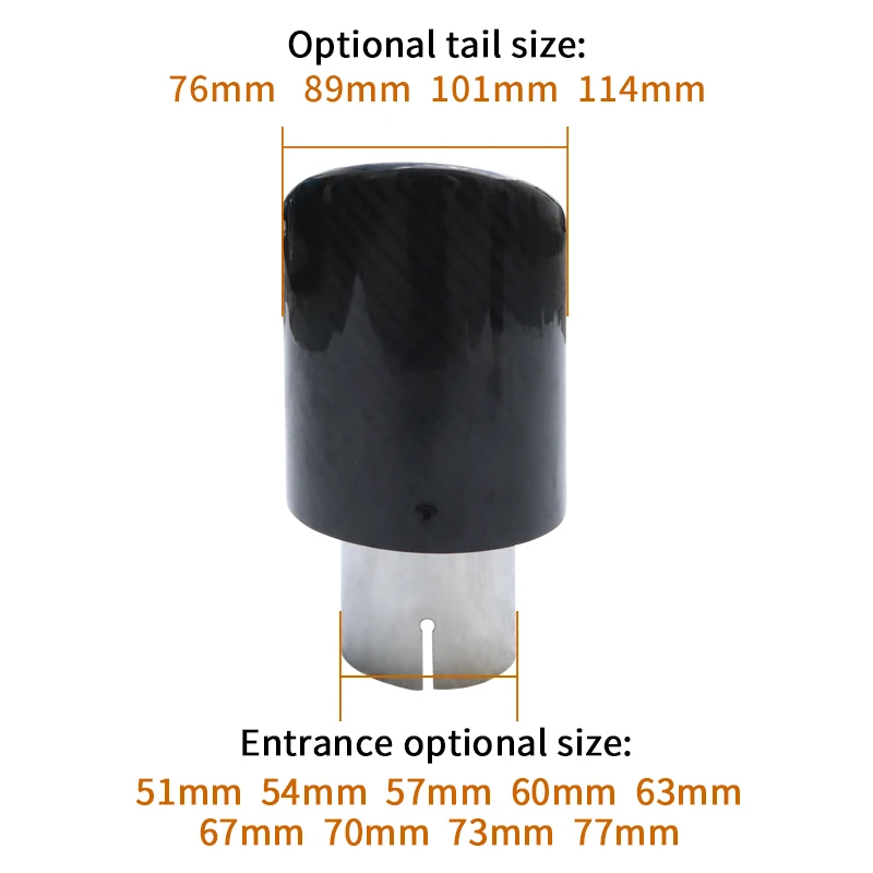 Auto Carbon Fiber Glossy Black Tailpipe Stainless Steel Exhaust Tips Exhaust Muffler Pipe Exhaust Tips