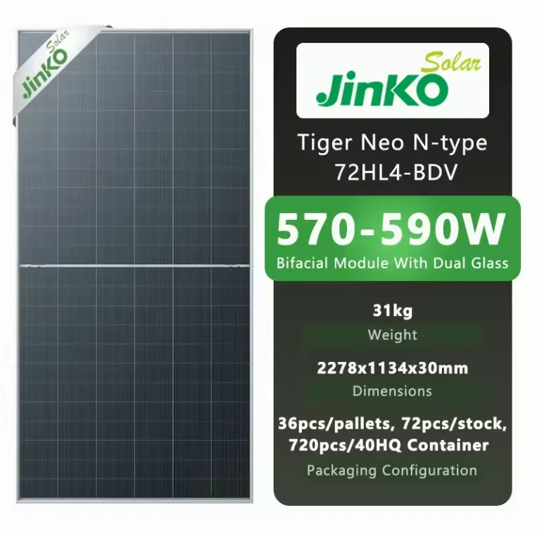 585w solar photovoltaic panel jinko n type solar panel half cut mono 575watt 580watt