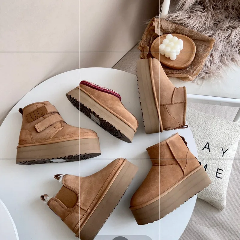 TX 100% sheepskin non-slip EVA sole Winter new snow women boots tall fur one thick sole design snow boots
