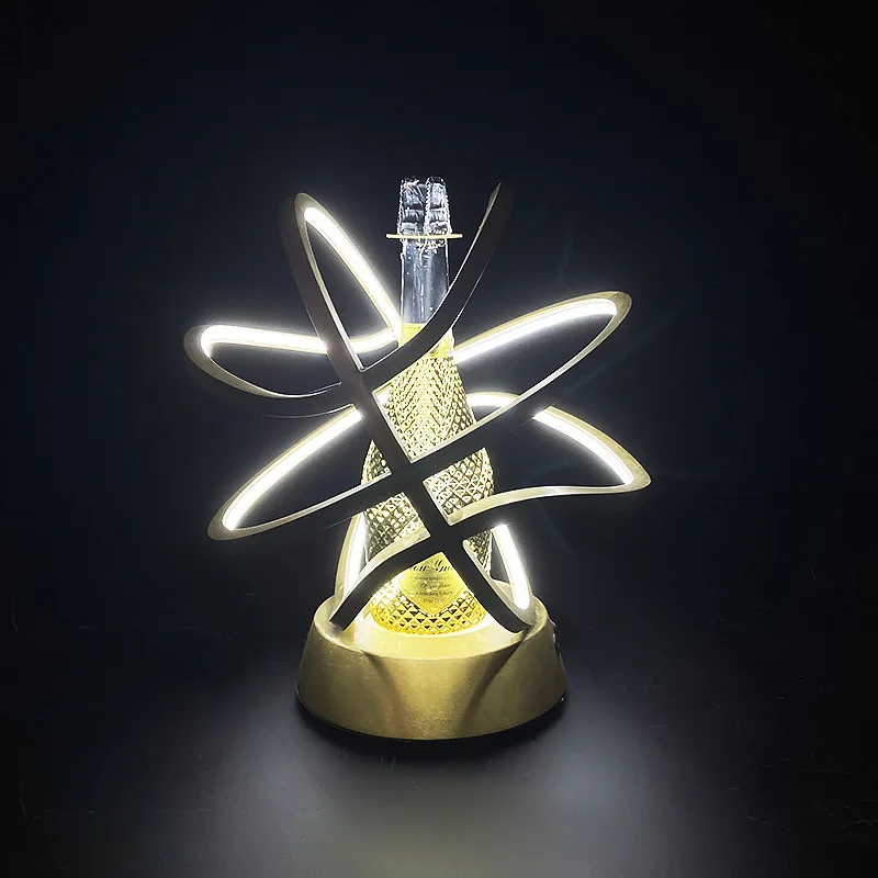 Custom Bar Metal Champagne Serving Tray Bottle Presenter Glorifier Glow Wine Display Rack