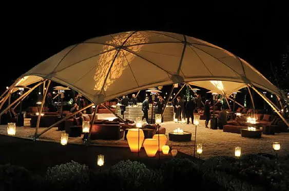 2023 Outdoor Tents Events Large Big Party Waterproof Luxury Camping Festival BBQ Wooden Geodesic Dome Sun Shelter Tent