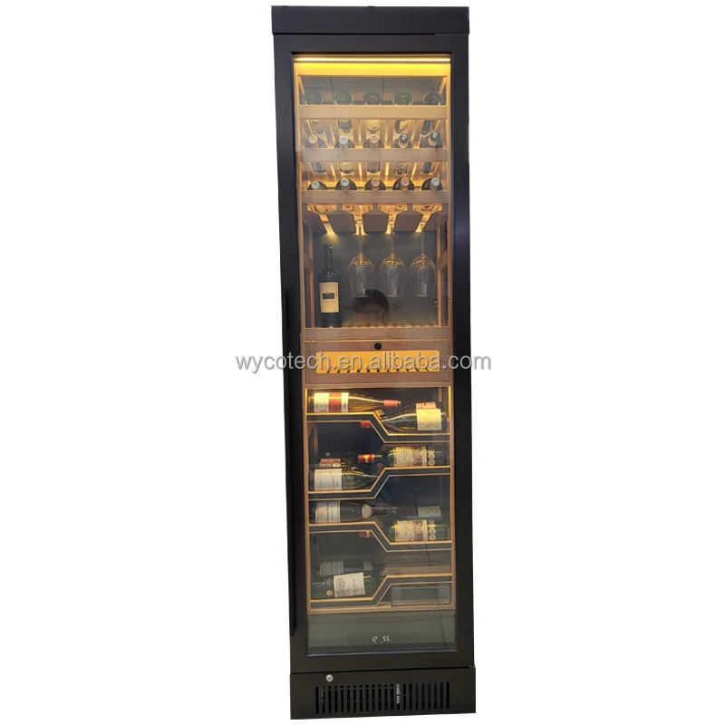 Kitchen Room Luxury Modern Wine Cabinets with Compressor Fan Cooling System Beech Wood Rack Wine Storage Cabinet Cooler Chiller