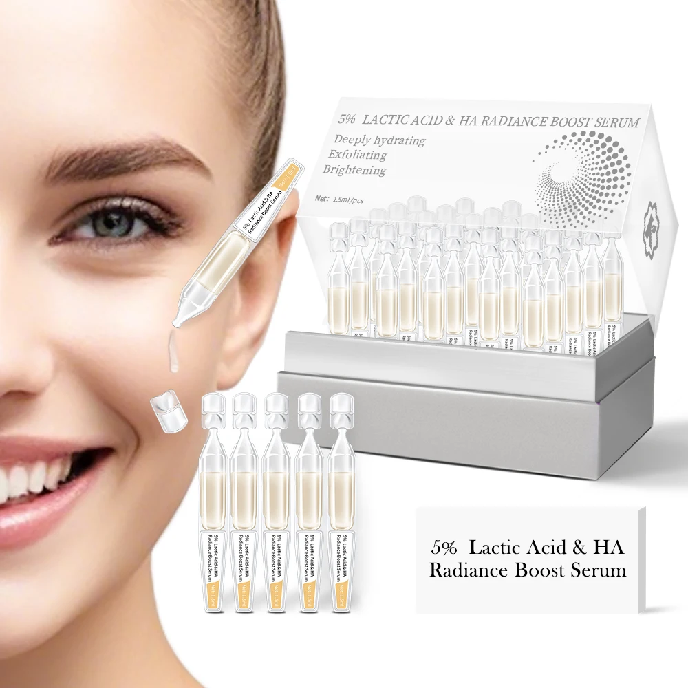 Krone Skin Care Manufacturer 5%Lactic Acid Hyaluronic Acid Exfoliating Radiance Boost Serum Dull or Uneven Skin
