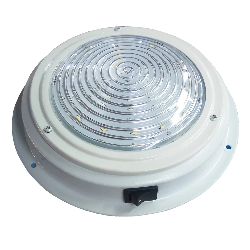 red and white led 5.5 inches round boat marine dome light aluminium housing