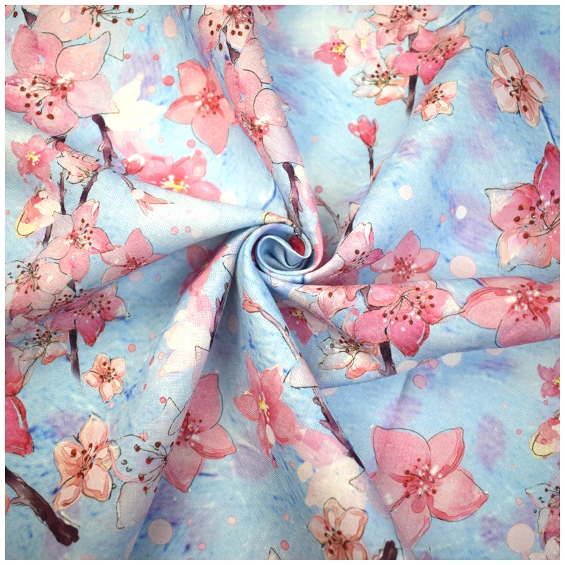 Leisure Simple Flower Printed Woven Cotton Linen Home Decorative Blended Fabric