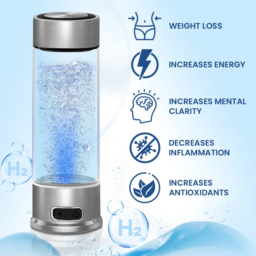 Portable Hydrogen Rich Water Bottle USB Charging High PPM Hydrogen Water Maker Fast Charging SPE Hydrogen Water Generator