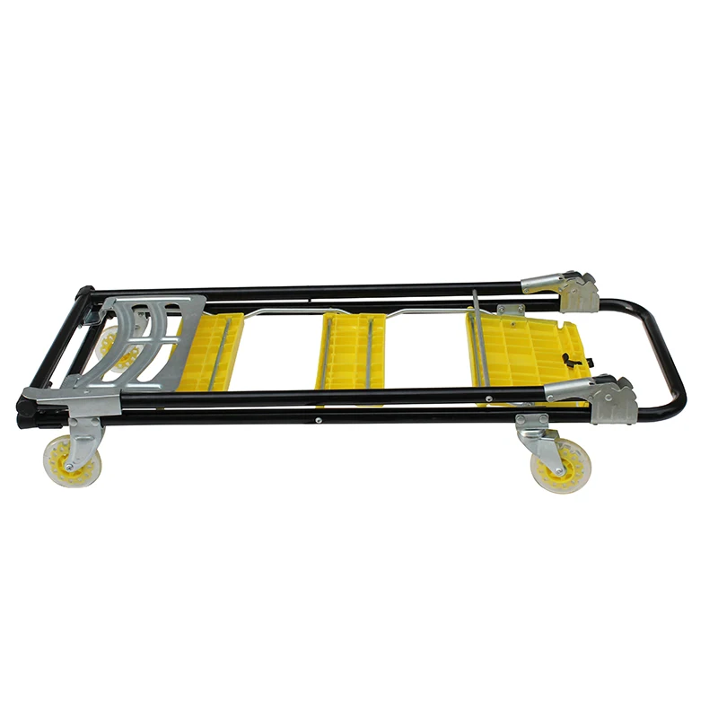A ladder with A cart, a tool cart with wheels, a ladder