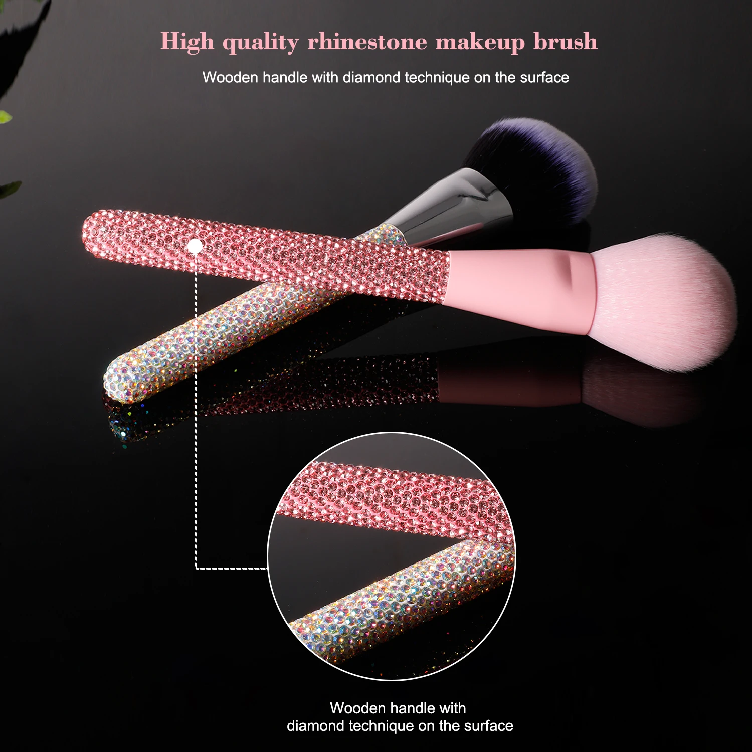 Gracedo Bling Makeup Brush Diamond Encrusted Crystal Luxury Shiny Glamorous Brush Jewel Sparkling Dazzling Diamond Makeup Tool