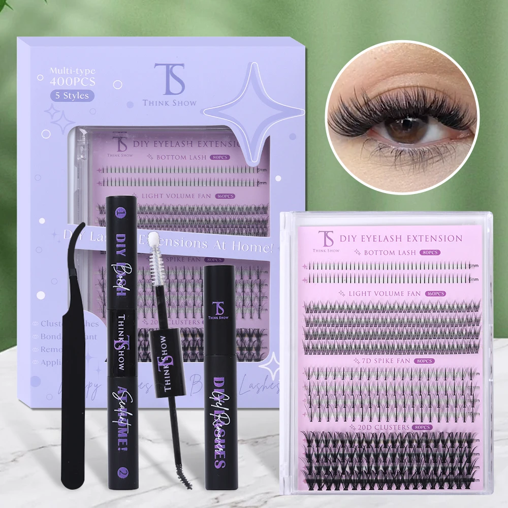 Natural Long Pre Cut Band Segment Eyelashes Fan Cluster Eyelashes DIY Lash Extension Kit at Home