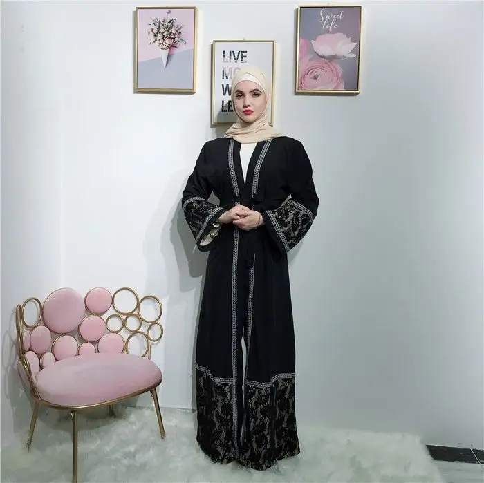 latest abaya designs with lace black abaya  Muslim Dresses abaya dubai