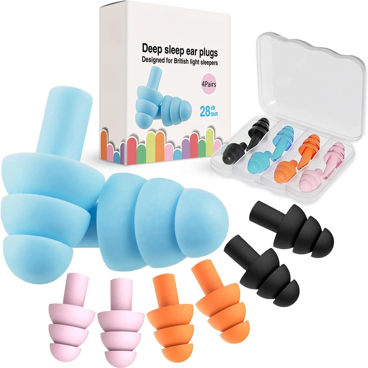 Wholesale Waterproof Ear Plugs for Sleep Soft Silicone Reusable Earplugs for Sleeping Noise Cancelling 4 Pairs