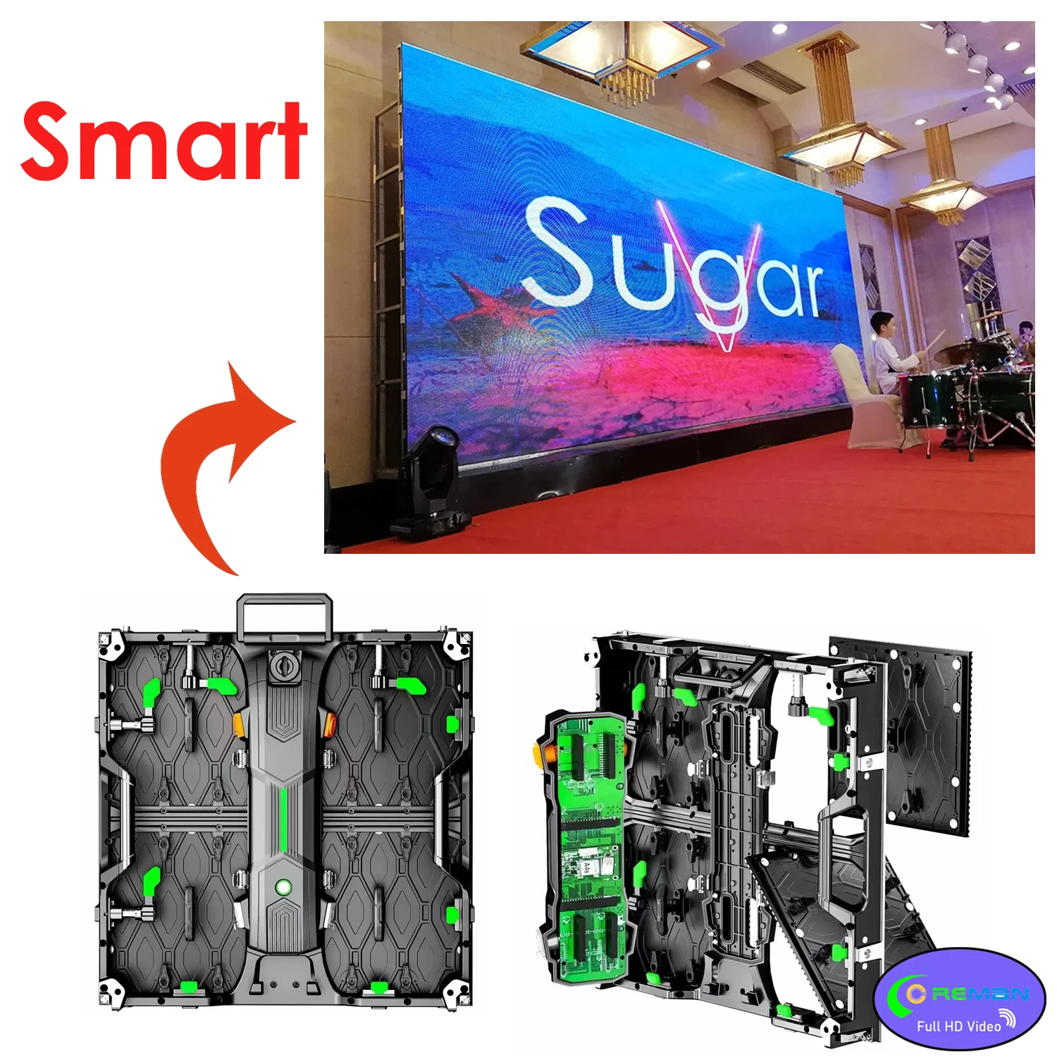 Video Stage Rental Led Panel For Wedding Party Contest Club Full Color Led Display P3.91 Interior Signage