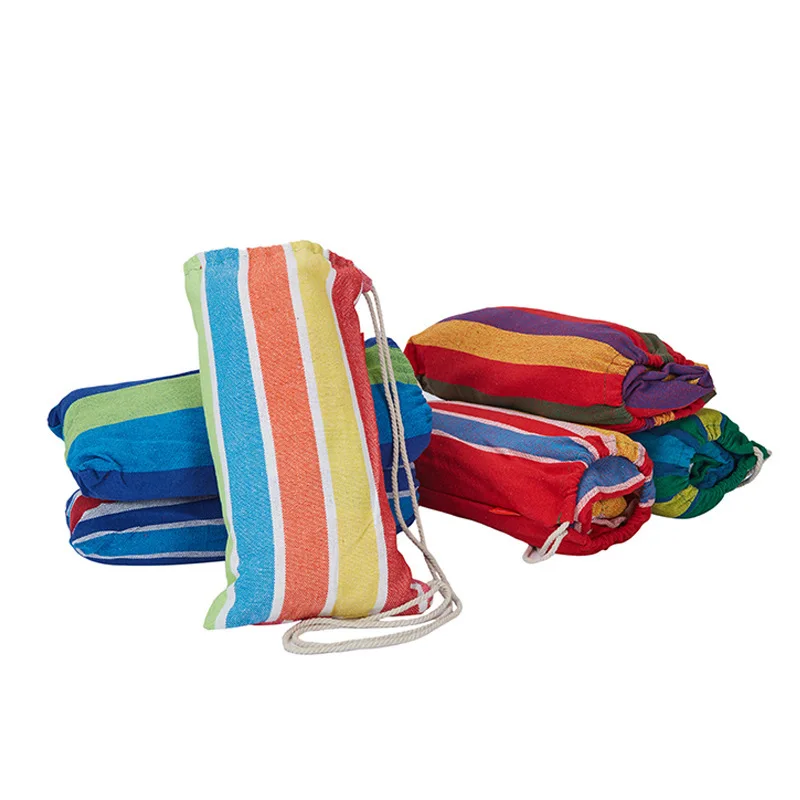 Double Hammock 1 Person 2 Person Cotton Canvas Hammock Portable Camping Hammock with Carrying Bag Anti Roll Balance Beam