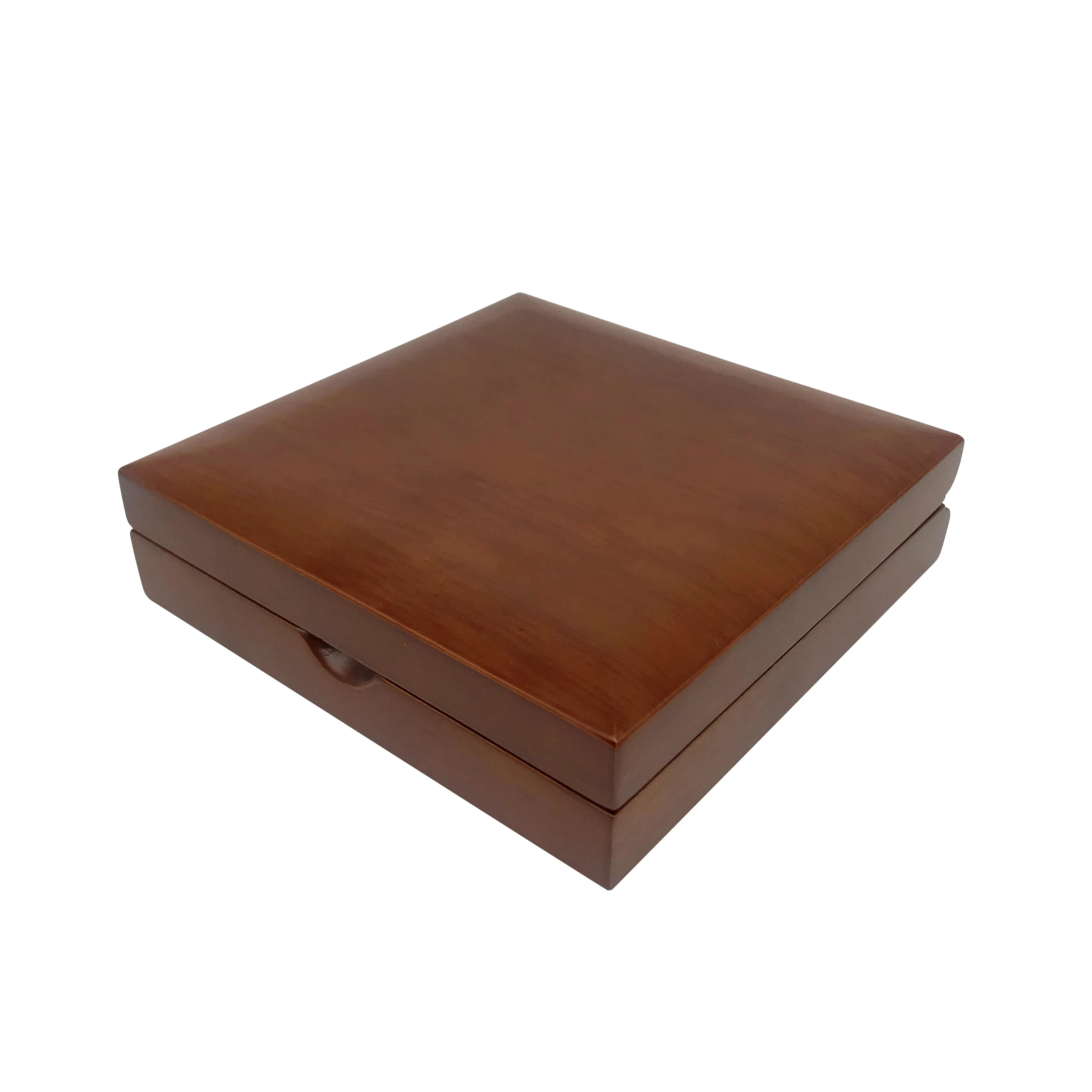 High quality Eco-friendly handmade luxury golden silver medal collection matte lacquer commemorative wooden coin display box