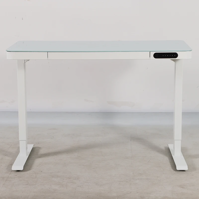 Nate Black Frame Vanity Makeup Top Modern Computer Glass Standing Desk With 3 preset buttons