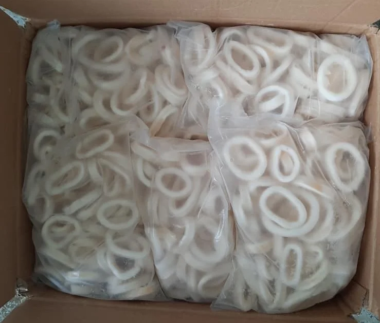 skin off cleaned squid rings frozen