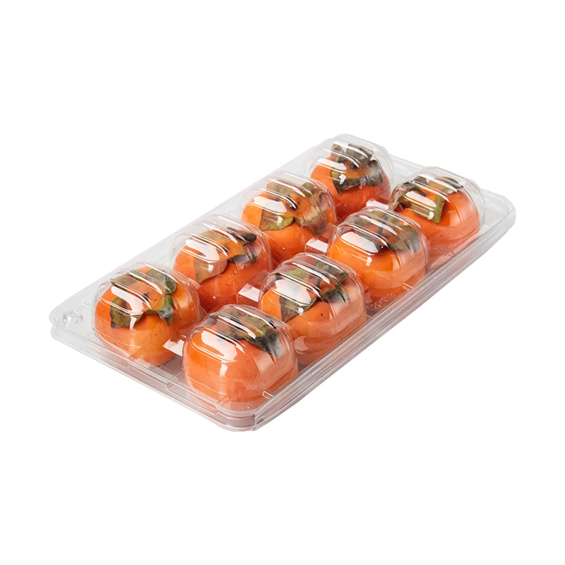 High-grade fruit packing container transparent persimmon crisper thickened plastic fruit  container with lid