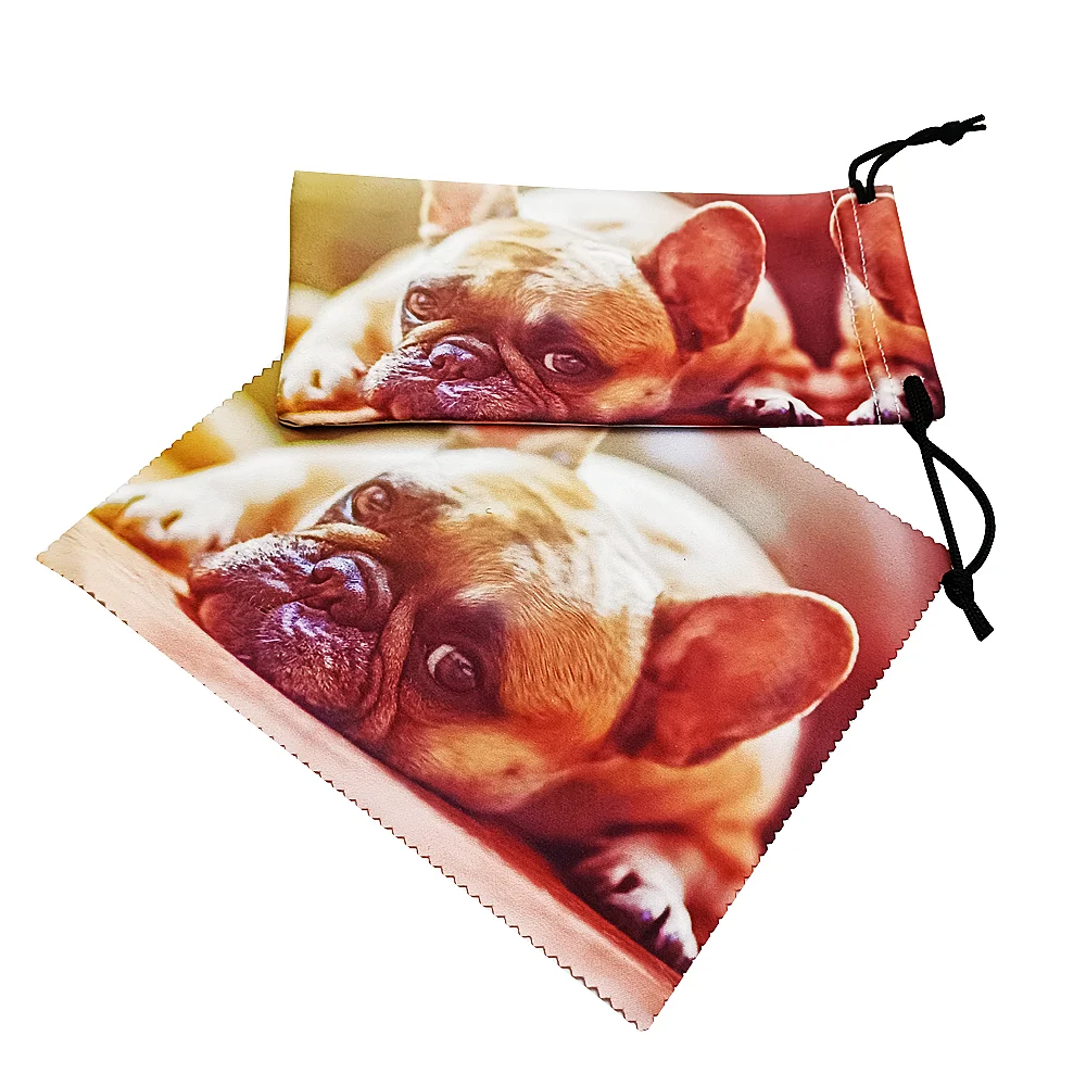 Custom Multi-color Bulk Selling Microfiber Eyeglasses Lens Cleaning Cloth and Glasses Pouch Storage Bag Set