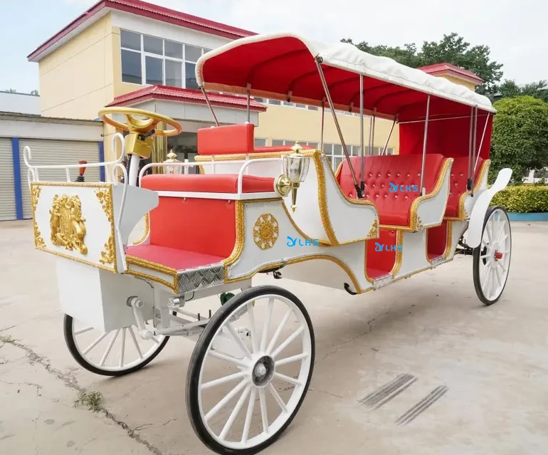 6 passenger royal horse carriage deluxe pumpkin carriage buggy drivable sightseeing horse buggy for bride wedding