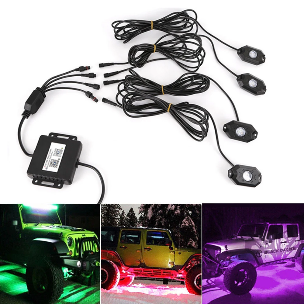 Разноцветные светодиодные подсветки 3x3 Вт RGB подсветка rock lights для