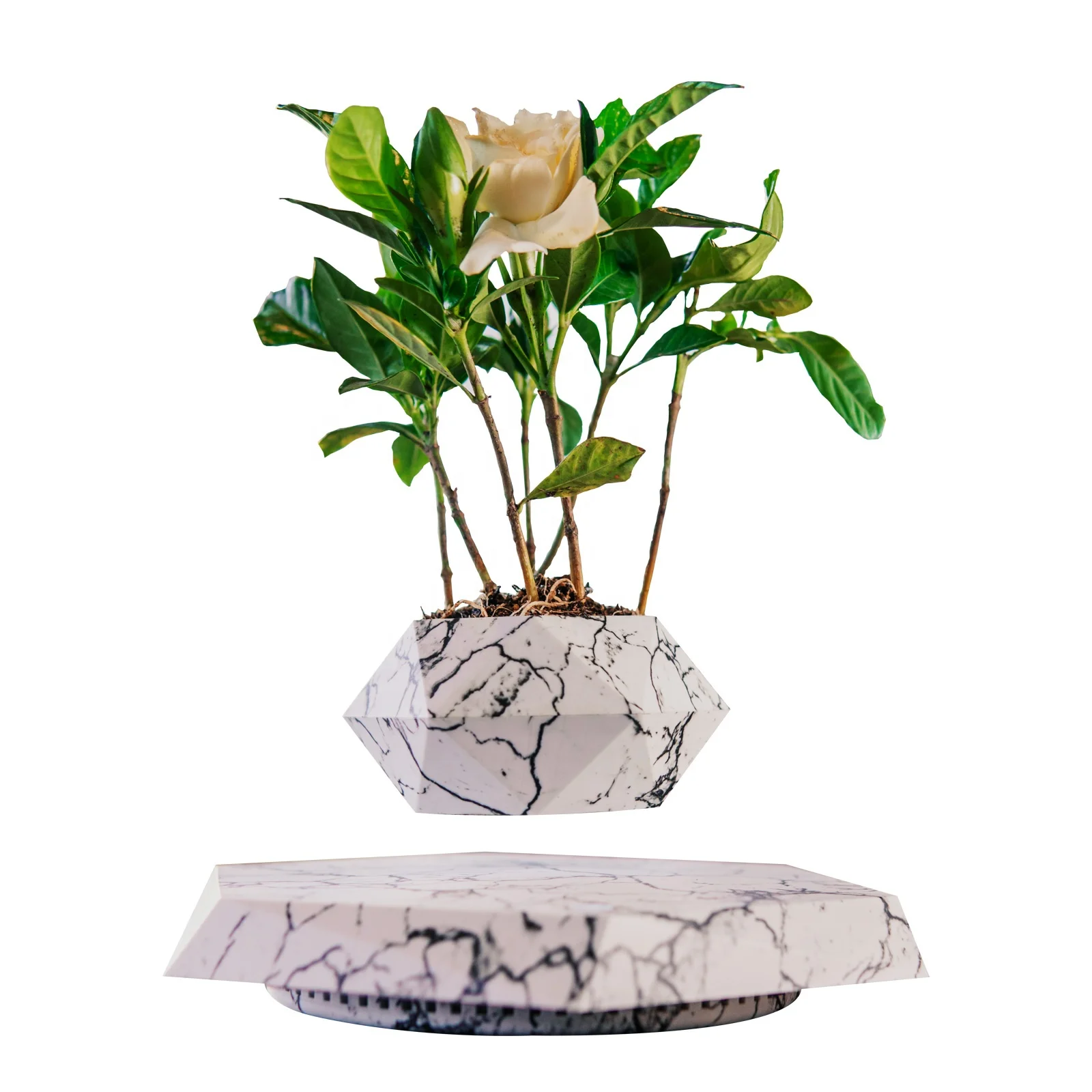 Magnetic Levitating Pot Latest Marble Color Floating Plant Holder Creative Home Decoration Gift Levitating Plant