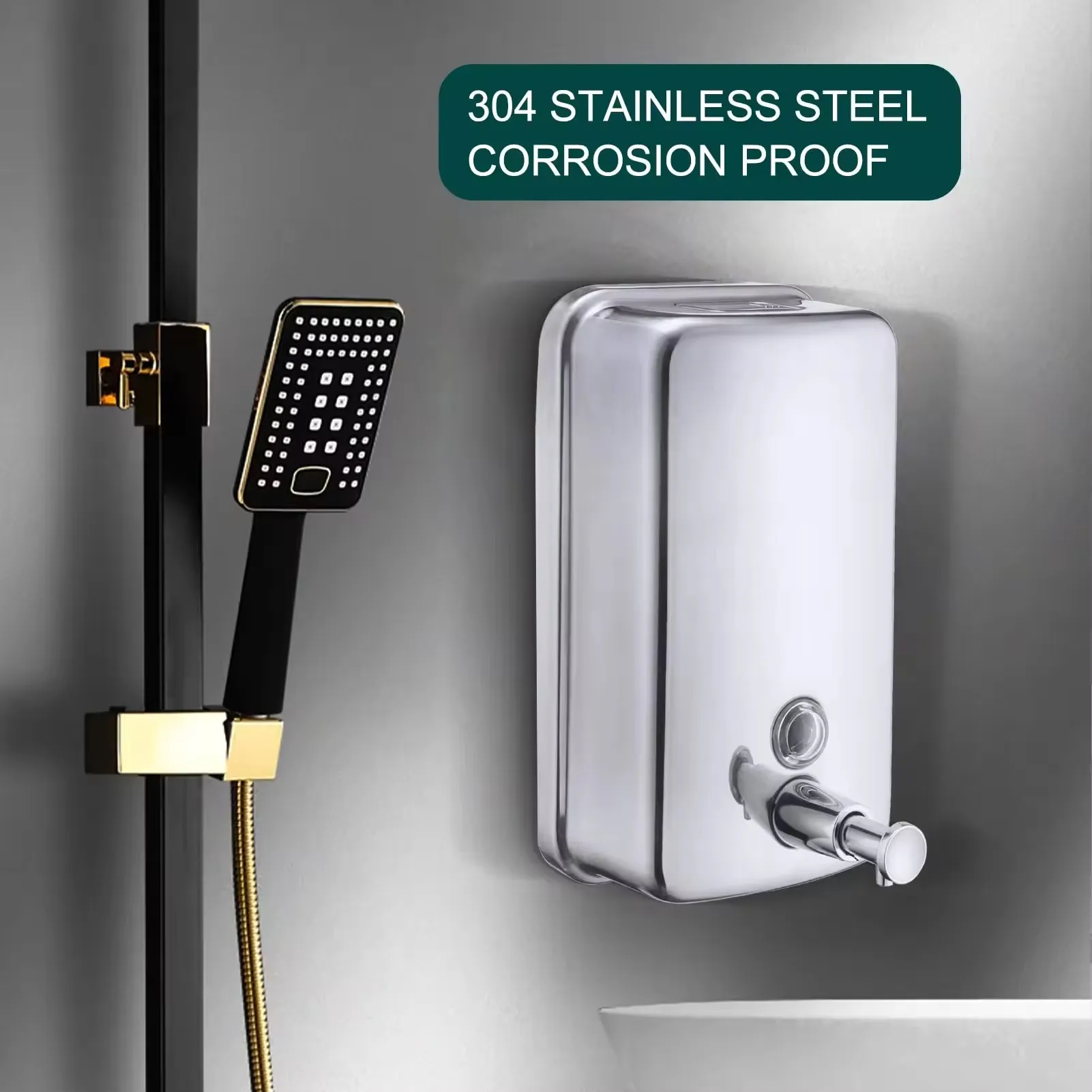 Bathroom leak proof liquid pump wall mounted stainless steel commercial soap dispenser
