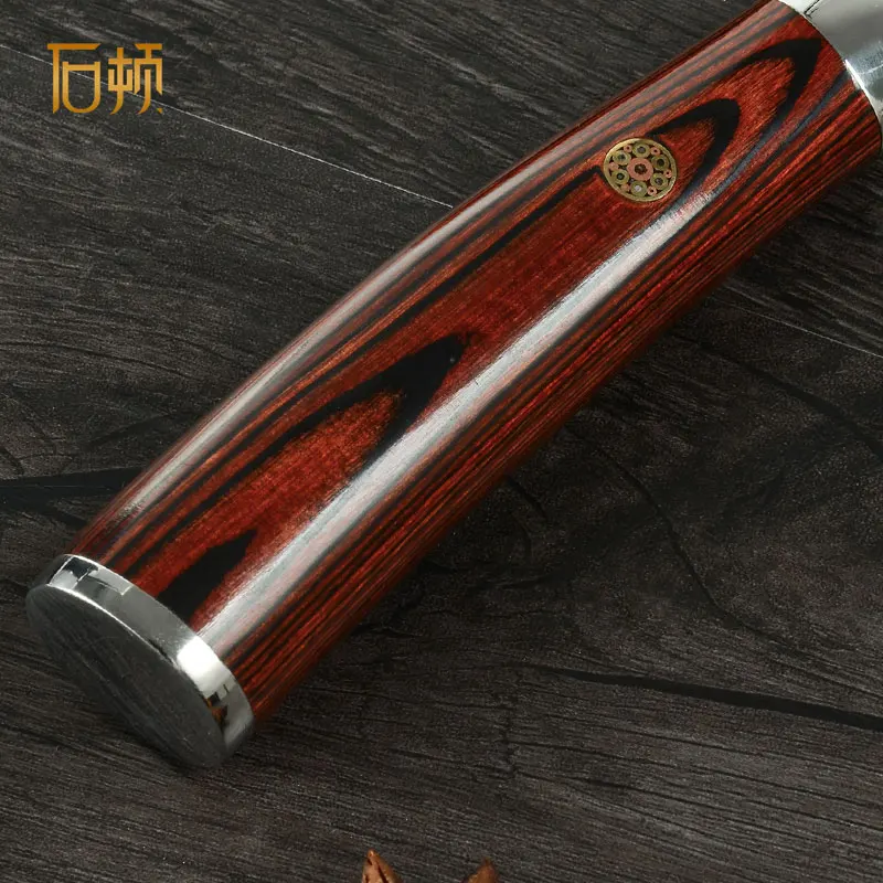 Damascus Steel Non-stick Cutting Meat Cleaver Japanese Chef Knives Kitchen Damascus Nakiri Knife with Flower Nail Wood Handle