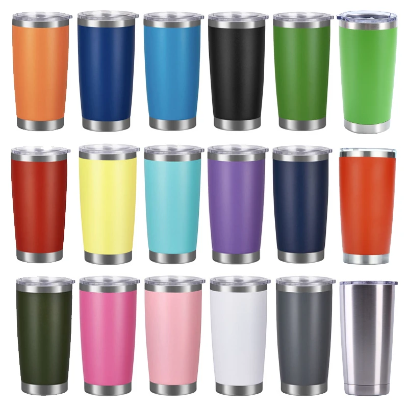 Custom logo 20oz Yety tumbler 20 oz double wall stainless steel vacuum insulated powder coated regular tumbler coffee travel mug