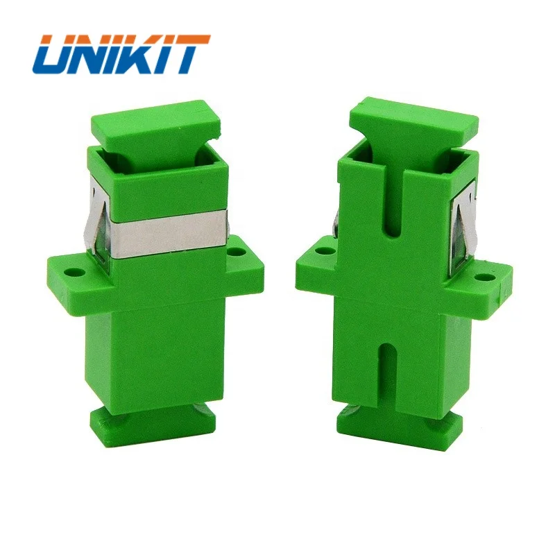 China Supplier SC Type Fiber Optic Adapter SC APC SM Simplex One-piece Adapter with Flange Optical Fiber Attenuator Coupler