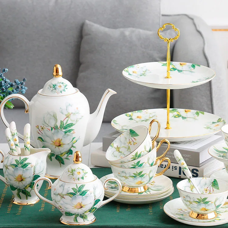 Wholesale British 21 Heads Coffee Set Cup Set  Afternoon Tea Set European Coffee Cup And Saucer With Gift Box