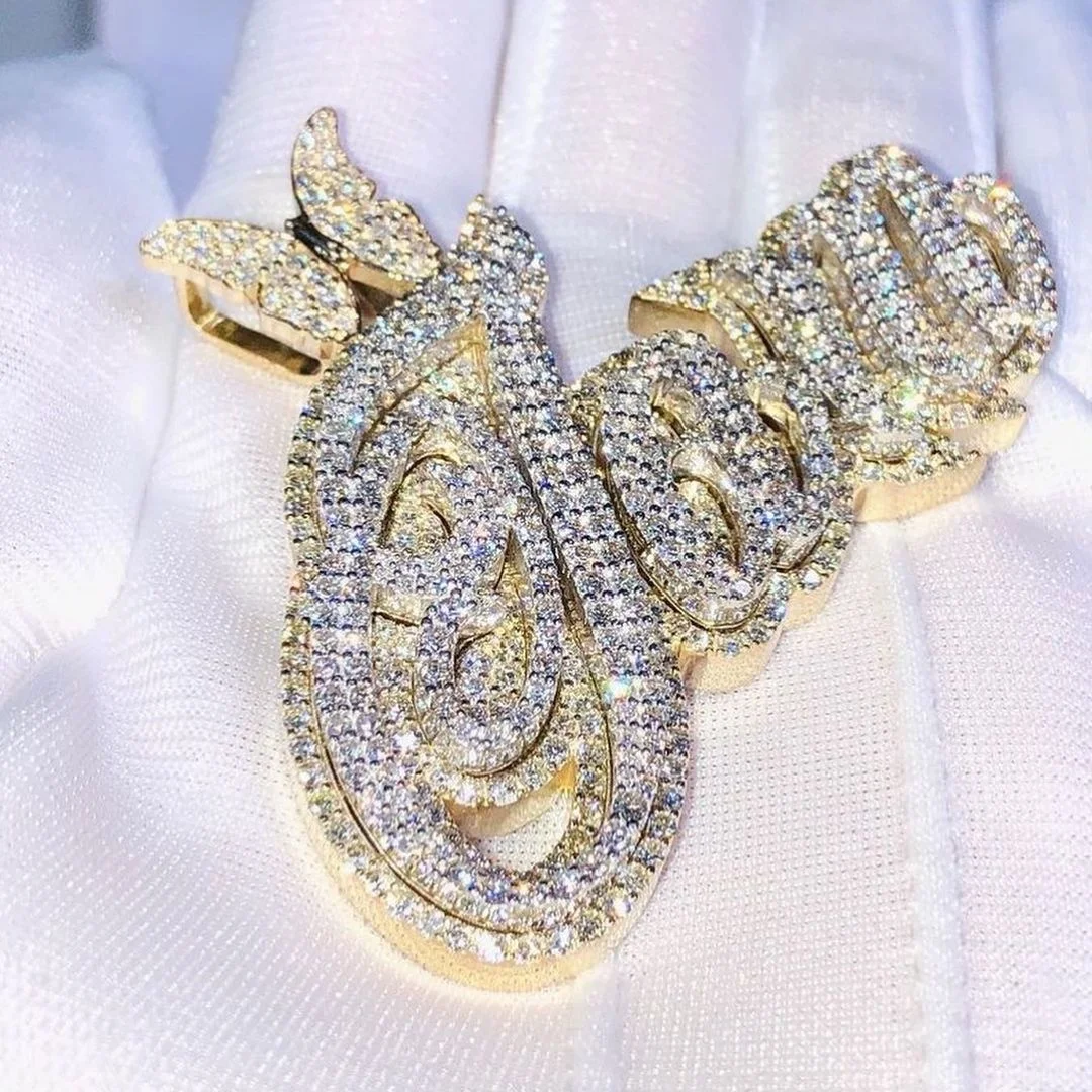 Custom Name Necklace Iced Out Pendant Hip Hop Jewelry 925 Sterling Silver Gold Plated Vvs Moissanite Diamond Chain