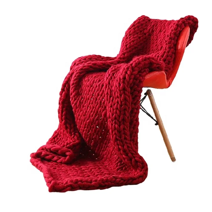 wholesale  chunky net tube knit throw weighted  blanket super soft woven blanket bohemian