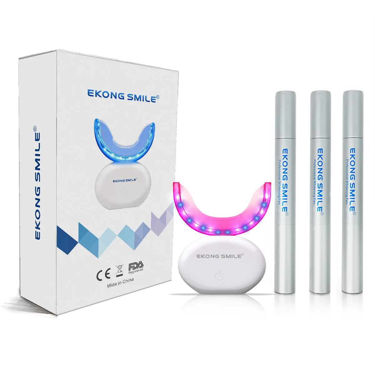 32 Led Teeth Whitening Kit Professional Mini Led Device 3 Color Lamp Led Light Tray No Label  Gel Pods 24k Gold Silver Pen