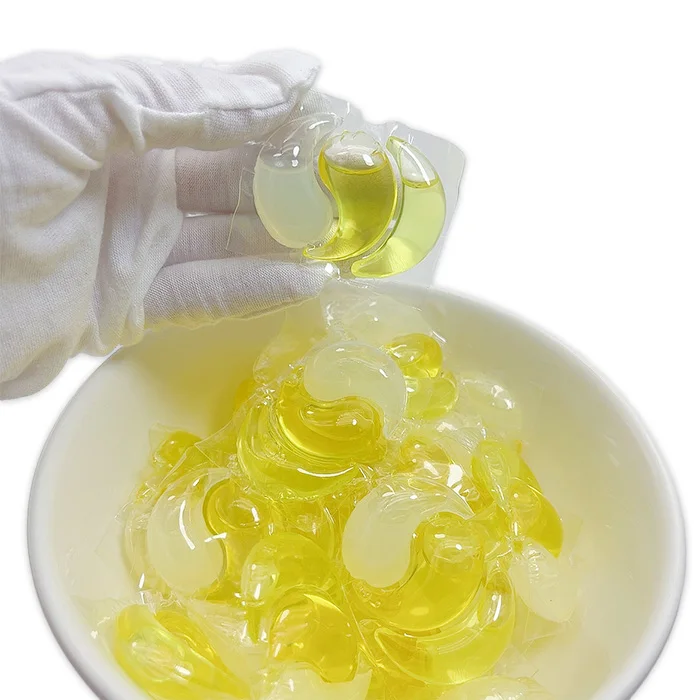 Wholesale  Pva Liquid Water Soluble Film 3 In 1 Capsule Laundry Detergent Clear Laundry Detergent Capsules Pods Storage Hotel