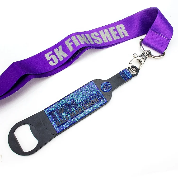 Креативный металлический 5K marathon finisher фиолетовые блестящие медали функциональная открывалка для бутылок в виде медали