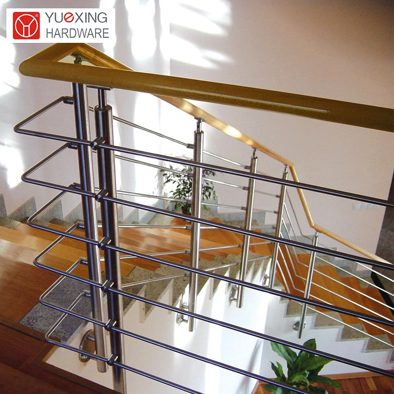 Customized Staircase and Handrail wrought iron stair handrail grade 304 stainless steel pipe railing prices