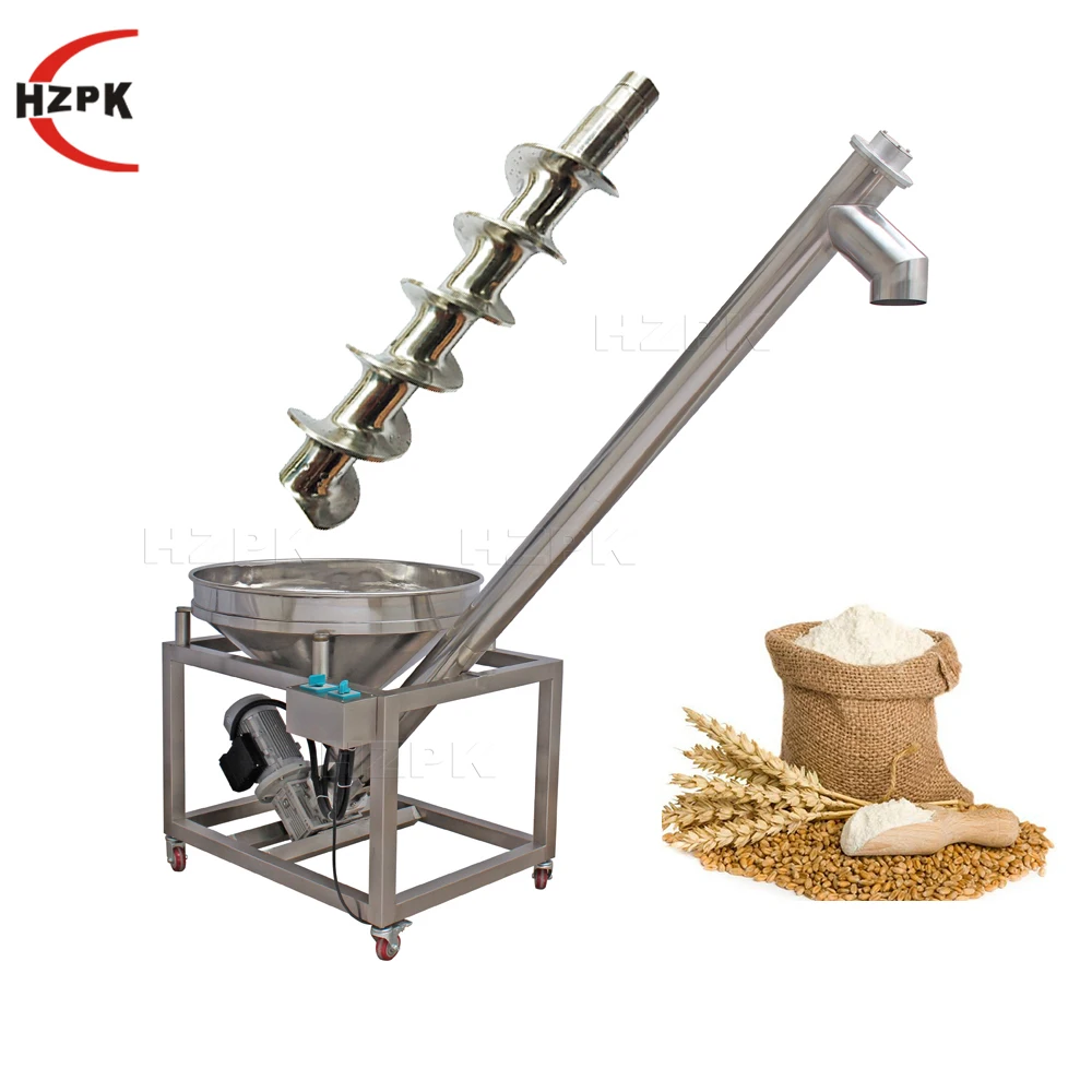 HZPK stainless steel sand grain plastic particles milk powder oblique rise auger screw conveyor feeder