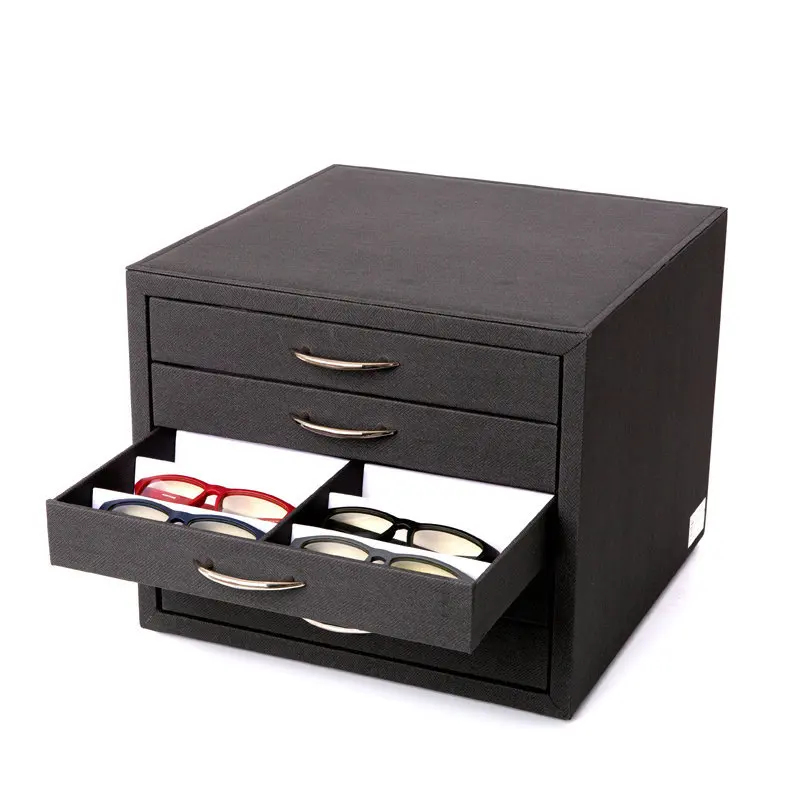 Wholesale Glasses Display Drawer Cabinet Black Optical Shop Desktop Eyeglass Storage Case Boxes Sunglasses Display Box