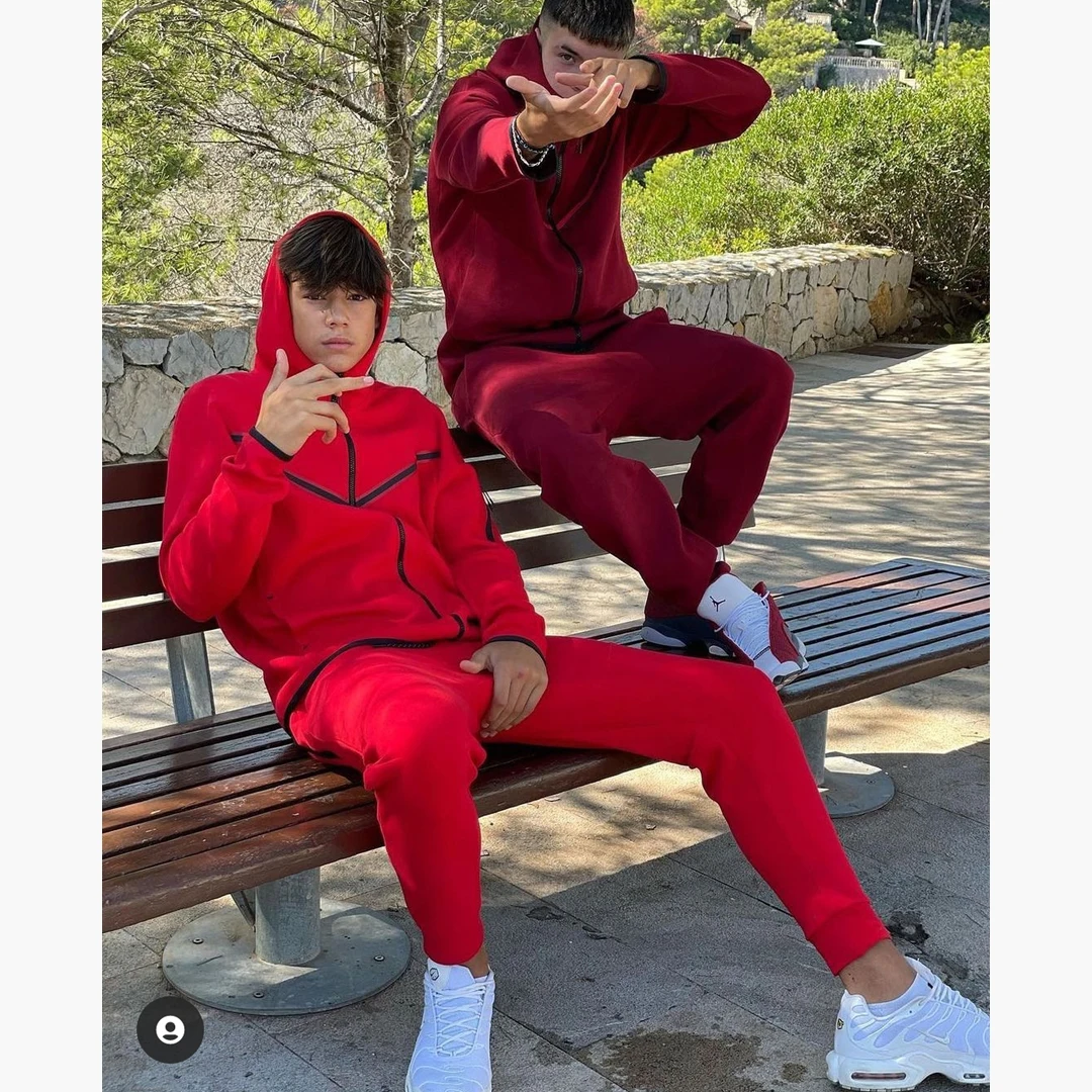 2022 100% Cotton Tech Fleece Customized luxury Brand Sport men Sweatsuit 2 pcs jacket with pant Jogging suit