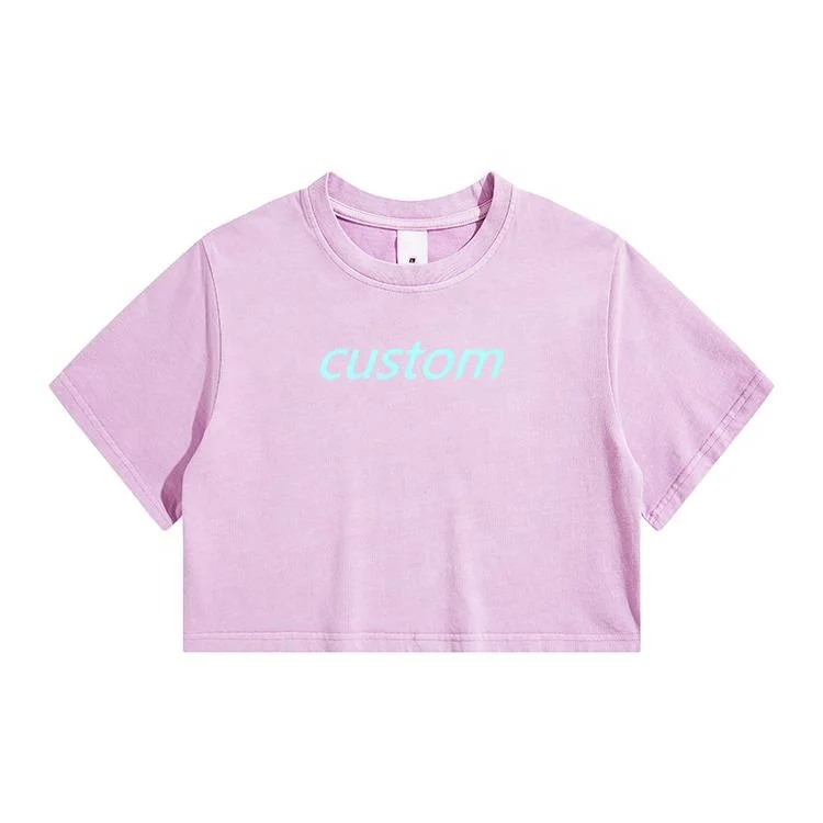 Holland custom logo size plain o-neck women  vintage t-shirts retro cream-coloured breathable washed short style t-shirts