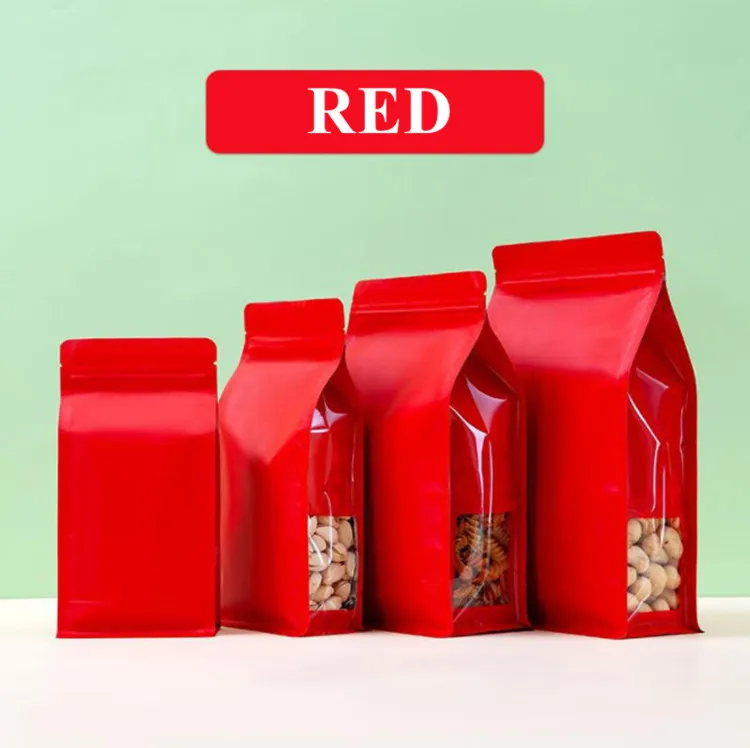 Smell Proof Aluminum Foil Zip Lock Window Stand Up Matt Pouch Tea Coffee Beans Snack Powder Heat Sealing Mylar Packaging Bags