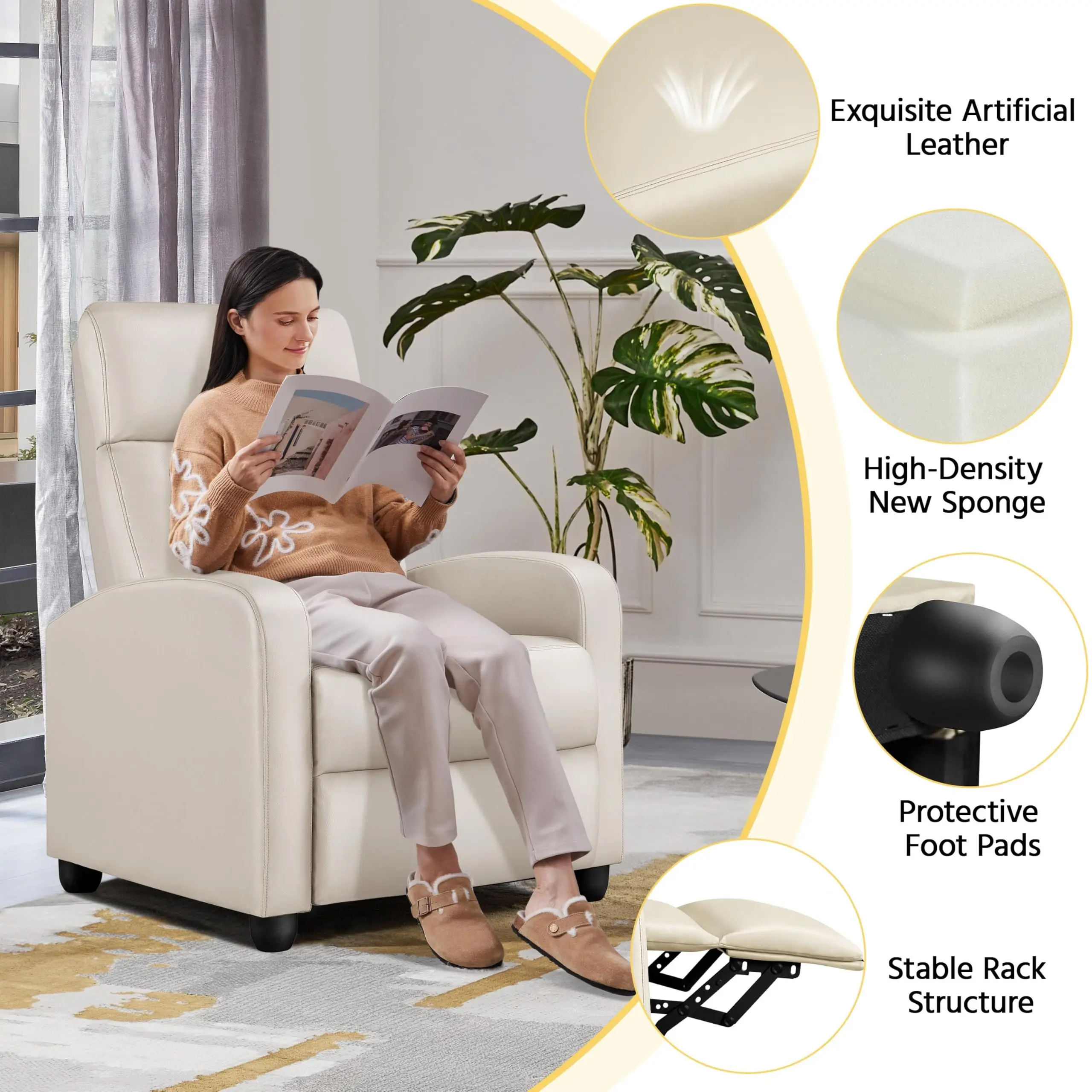 Genuin Leather Reclining Chair Power Electric Recliner Sofa Chair For Home Living Room Hotel Salon