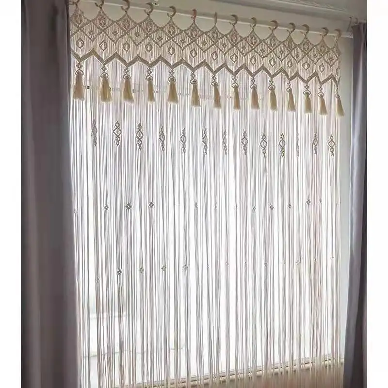 YH-108 Macrame Curtains Handmade Rope curtain  boho decor for Living Room Kitchen window Curtains Wedding ground