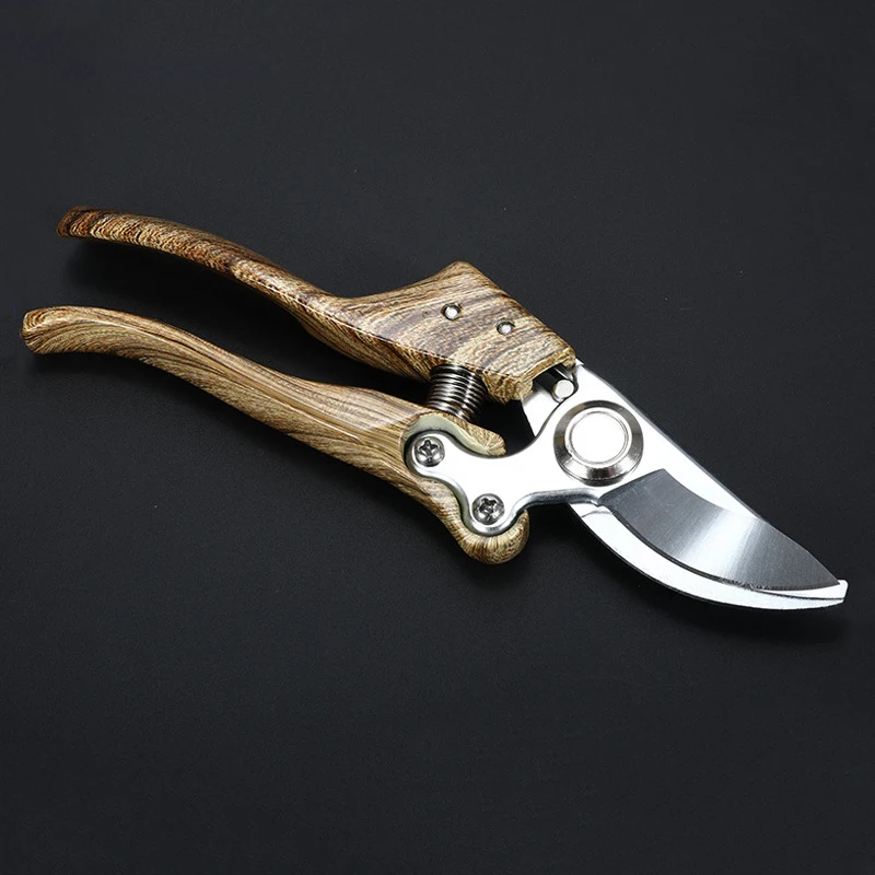 Professional SK5 Steel Blade Aluminum Alloy Handle Pruning Shears Garden Pruner Scissors Garden With Golden Wood Grain
