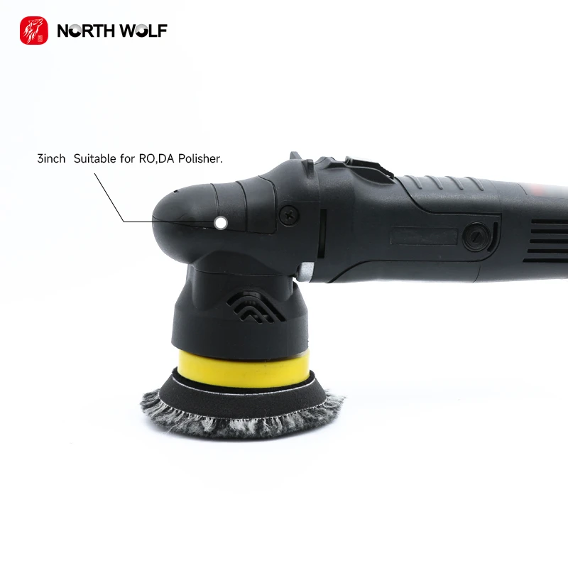 North Wolf 3inch Black & White Color 100% Wool Medium Cut Car Polishing Buffing Pads For Detailing