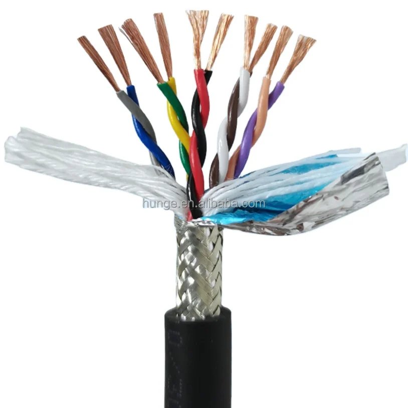 Top Quality 2 3 4 5 6 7 8 10 Core 24 22 20 18 16 AWG Shilelded Twisted Pair  PVC Towline Cable For Automatic Equipments