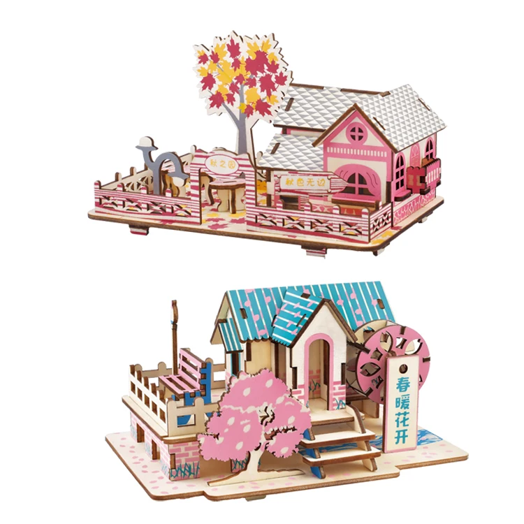 All kinds children Special Jigsaw Puzzle Season Series Wooden Cottage of Autumn