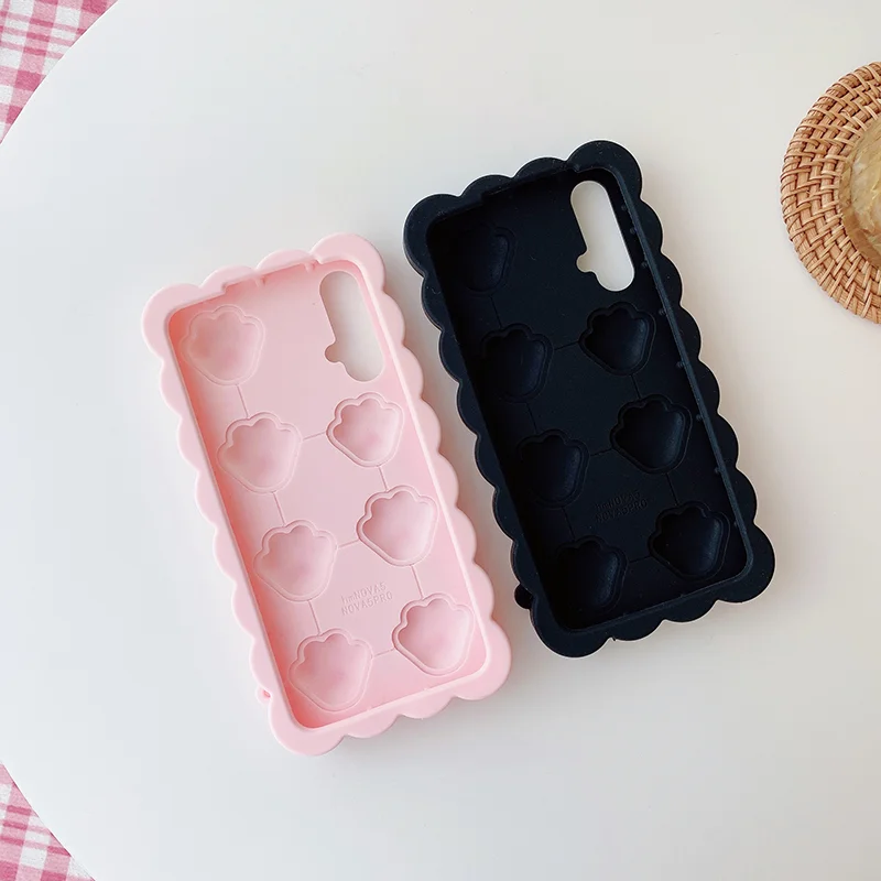 Cartoon 3D Cute Cat paw Bubble Stress Reliver Silicon Case For Huawei Mate 30 40 Pro P30 P40 Lite Nova 5T 6 SE 7 8Pro Back Cover